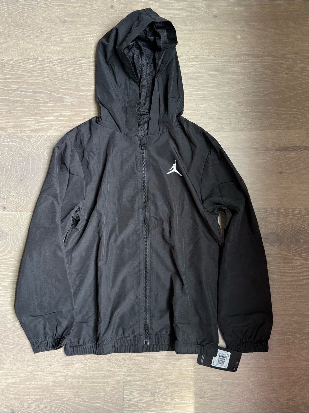 New! Jordan Black Hooded dri-fit Windbreaker Jacket - medium